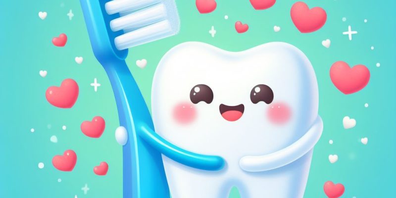 Szczoteczka do zębów przytulająca ząb to piękny przykład dbania o higienę jamy ustnej bez potrzeby leczenia zachowawczego oraz skalingu zębów