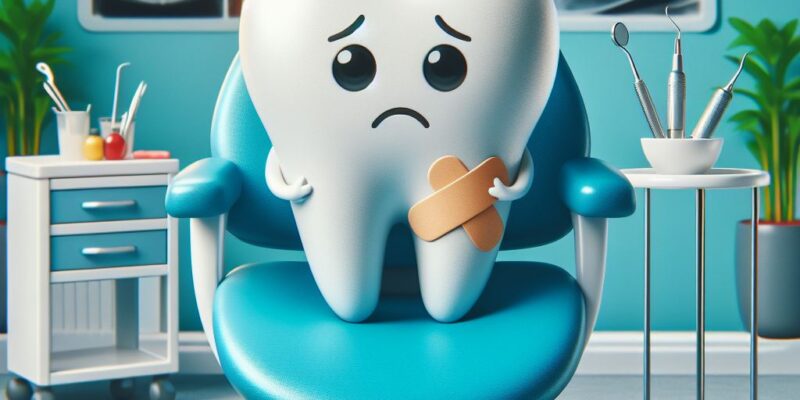 Smutny popsuty ząb do usunięcia