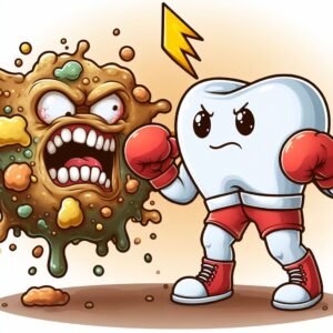 Ząb walczący z kamieniem nazębnym