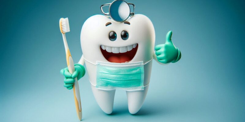 Ząb przebrany za chirurga stomatologa